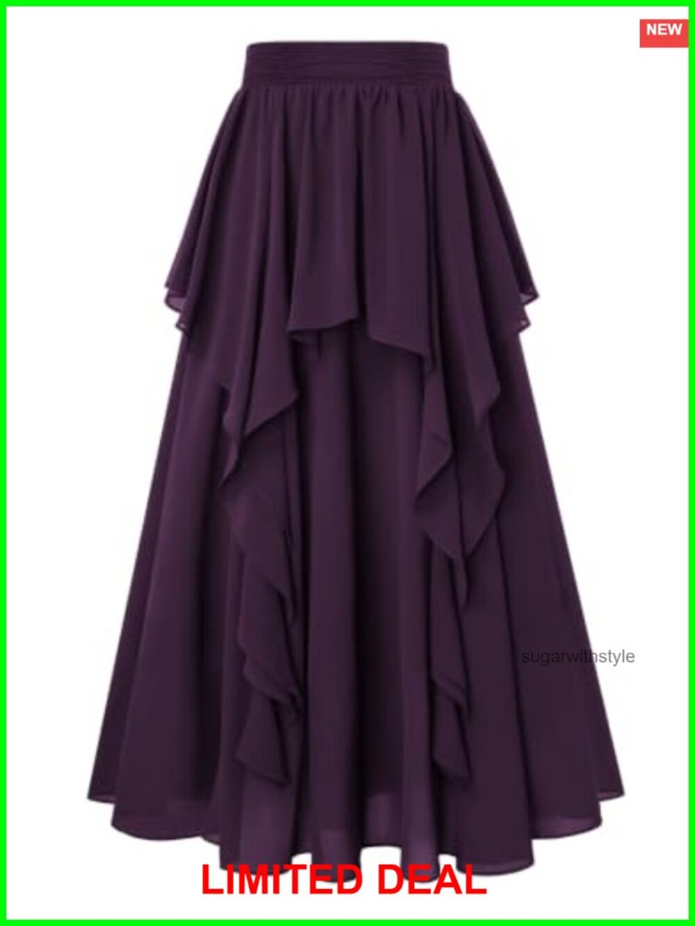 Chiffon Maxi Skirt High Waist A-Line Ruffle Renaissance Cosplay